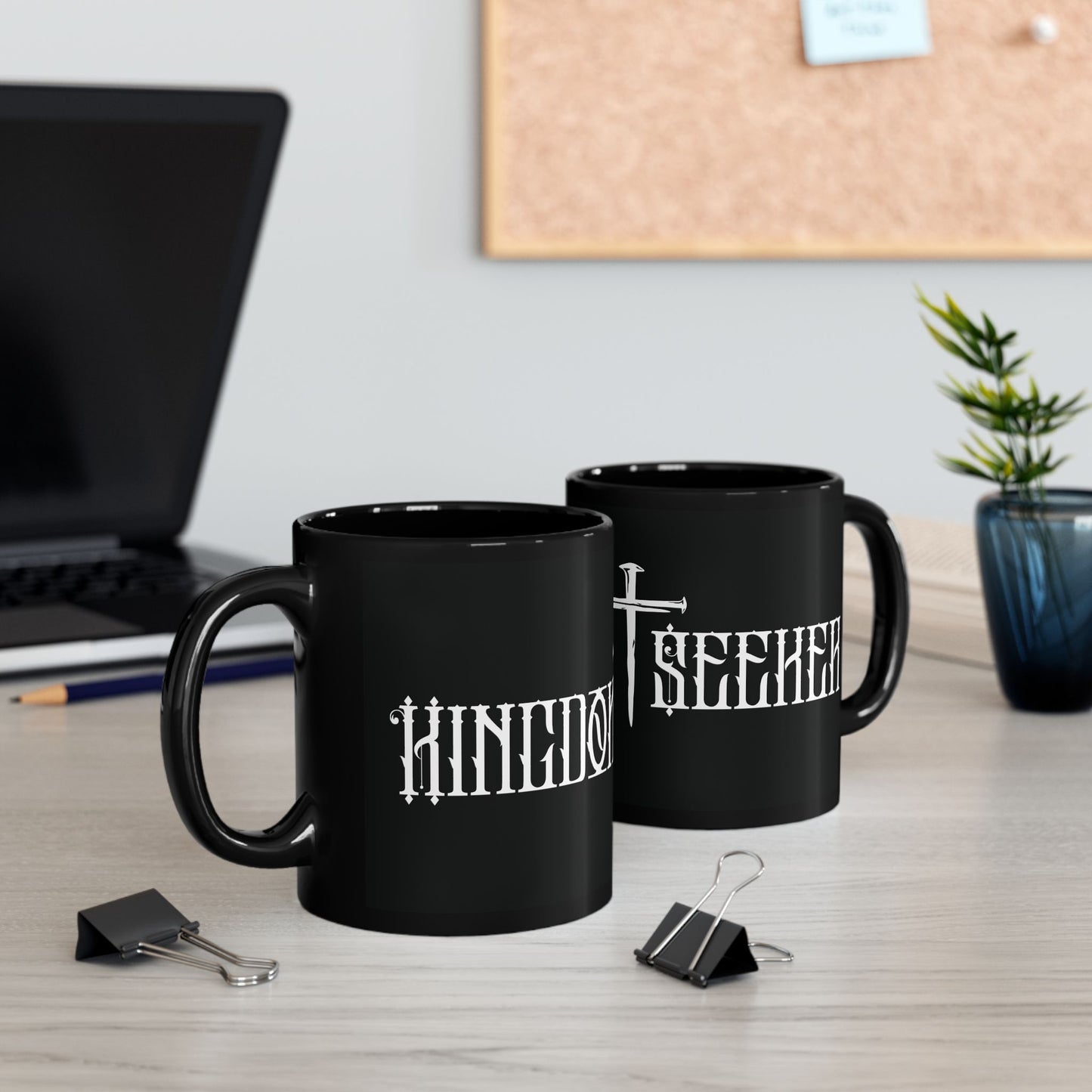 Kingdom Seeker - Cross and Nails Black Ceramic Mug