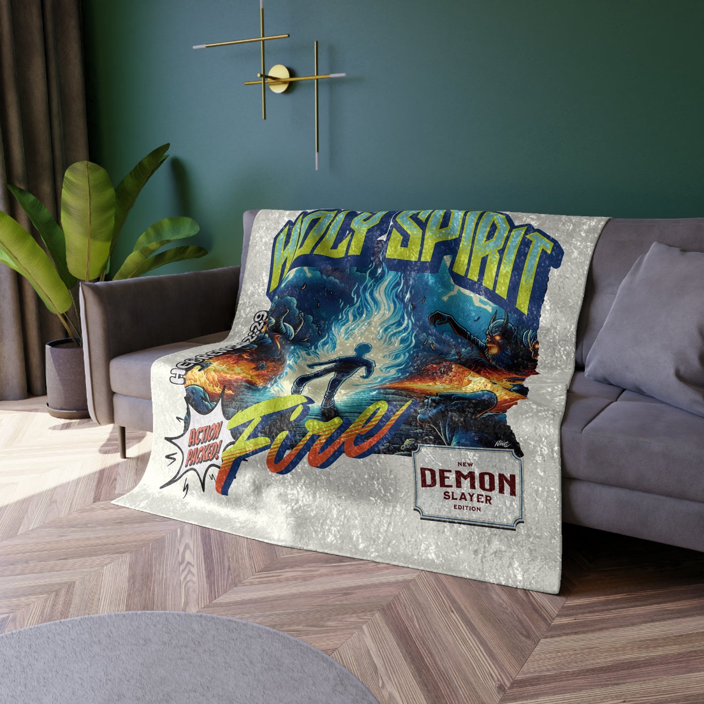 Holy Spirit Fire - Crushed Velvet Blanket