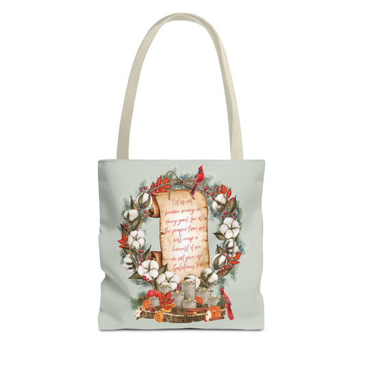 Winter Harvest Galatians 6:9 Tote Bag