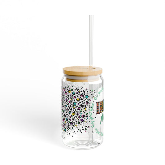 Holy Spirit Filled Mama - Inked Cheetah Print Glass Tumbler 16oz