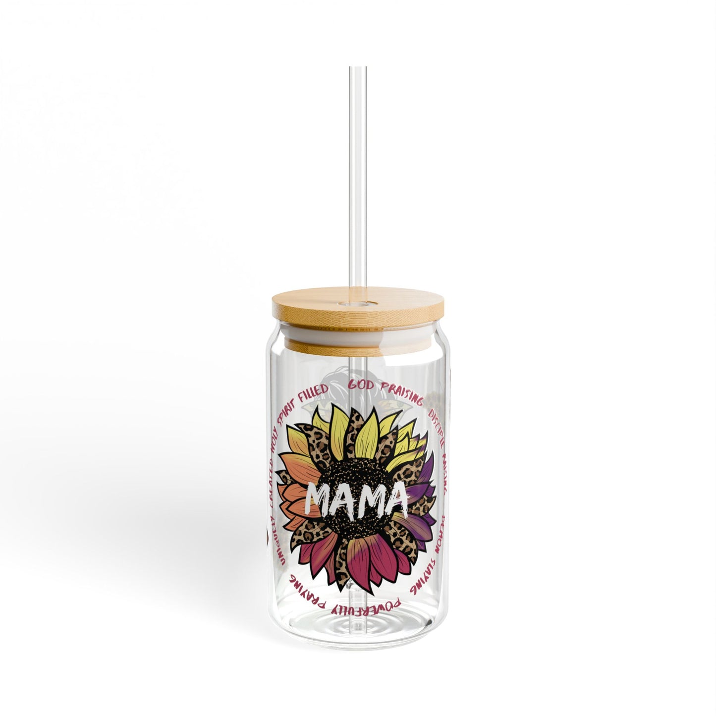 Holy Spirit Filled Mama - Sunflower Butterfly Glass Tumbler 16oz