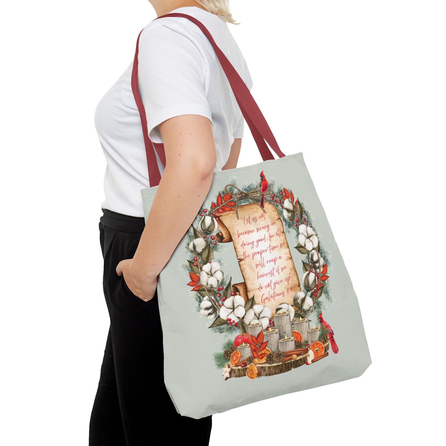 Winter Harvest Galatians 6:9 Tote Bag