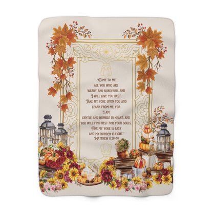 I Will Give You Rest - Matthew 11:28-30 Fall Sherpa Blanket