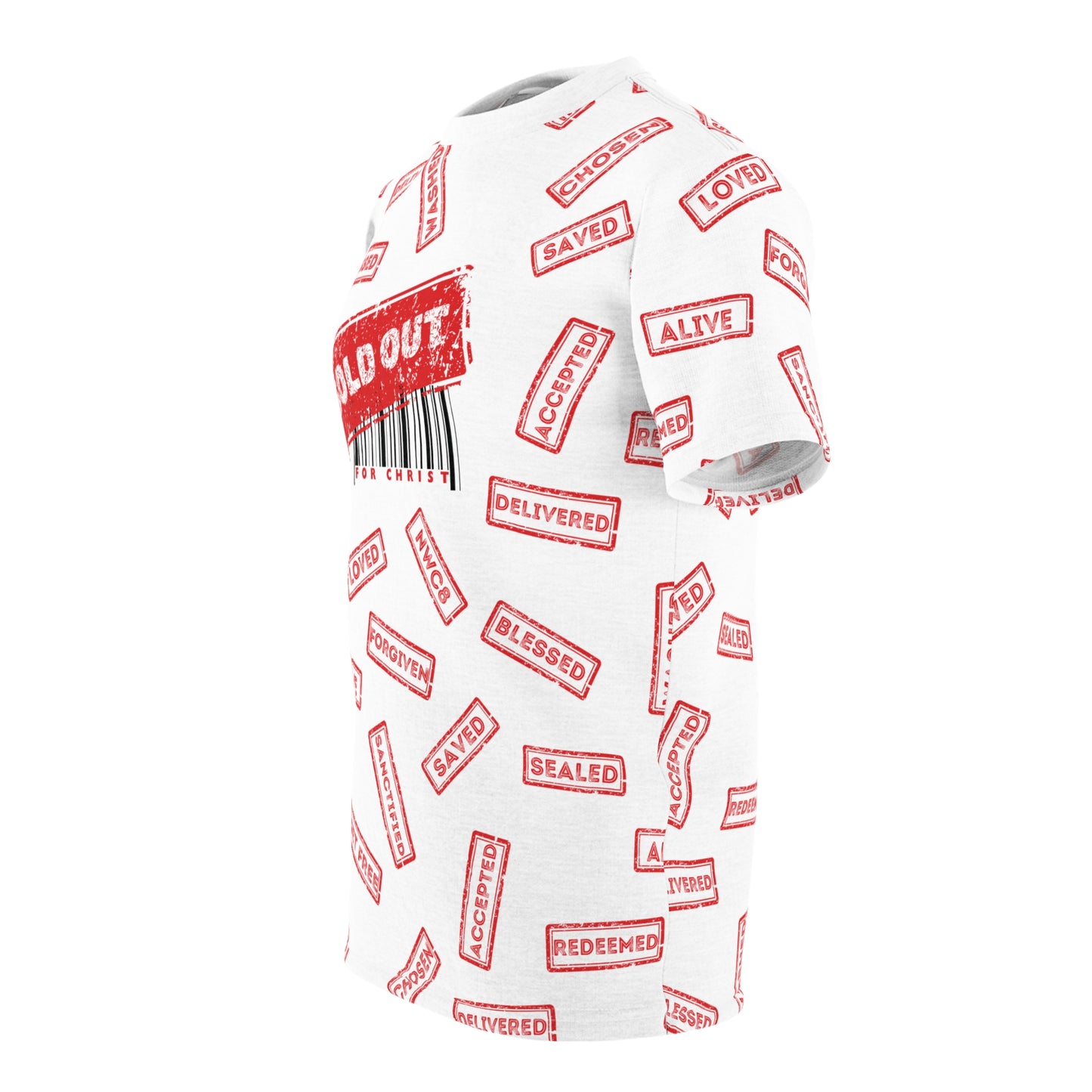 Sold Out for Jesus - All Over Print Faith Tee (White/Red)