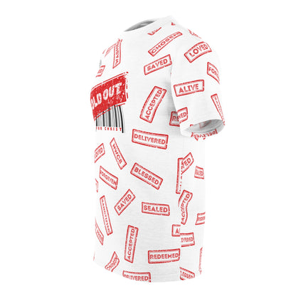 Sold Out for Jesus - All Over Print Faith Tee (White/Red)