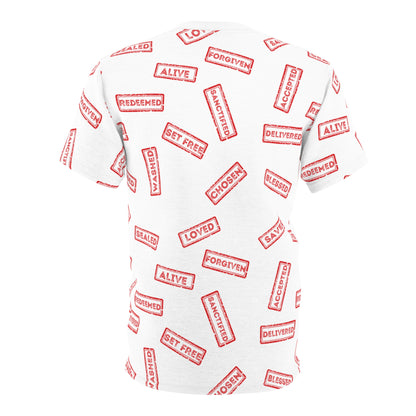 Sold Out for Jesus - All Over Print Faith Tee (White/Red)