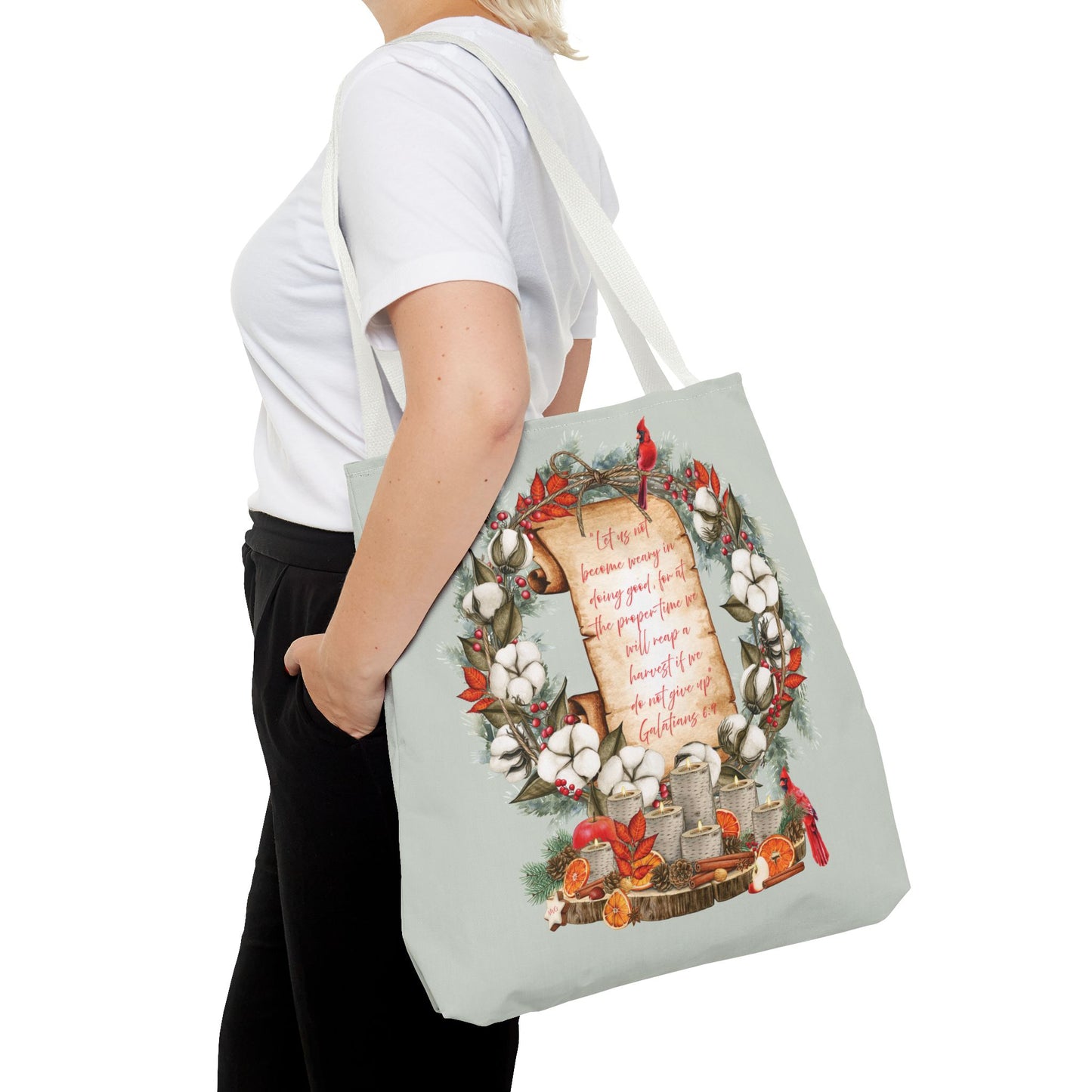 Winter Harvest Galatians 6:9 Tote Bag