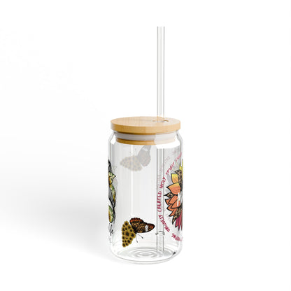 Holy Spirit Filled Mama - Sunflower Butterfly Glass Tumbler 16oz
