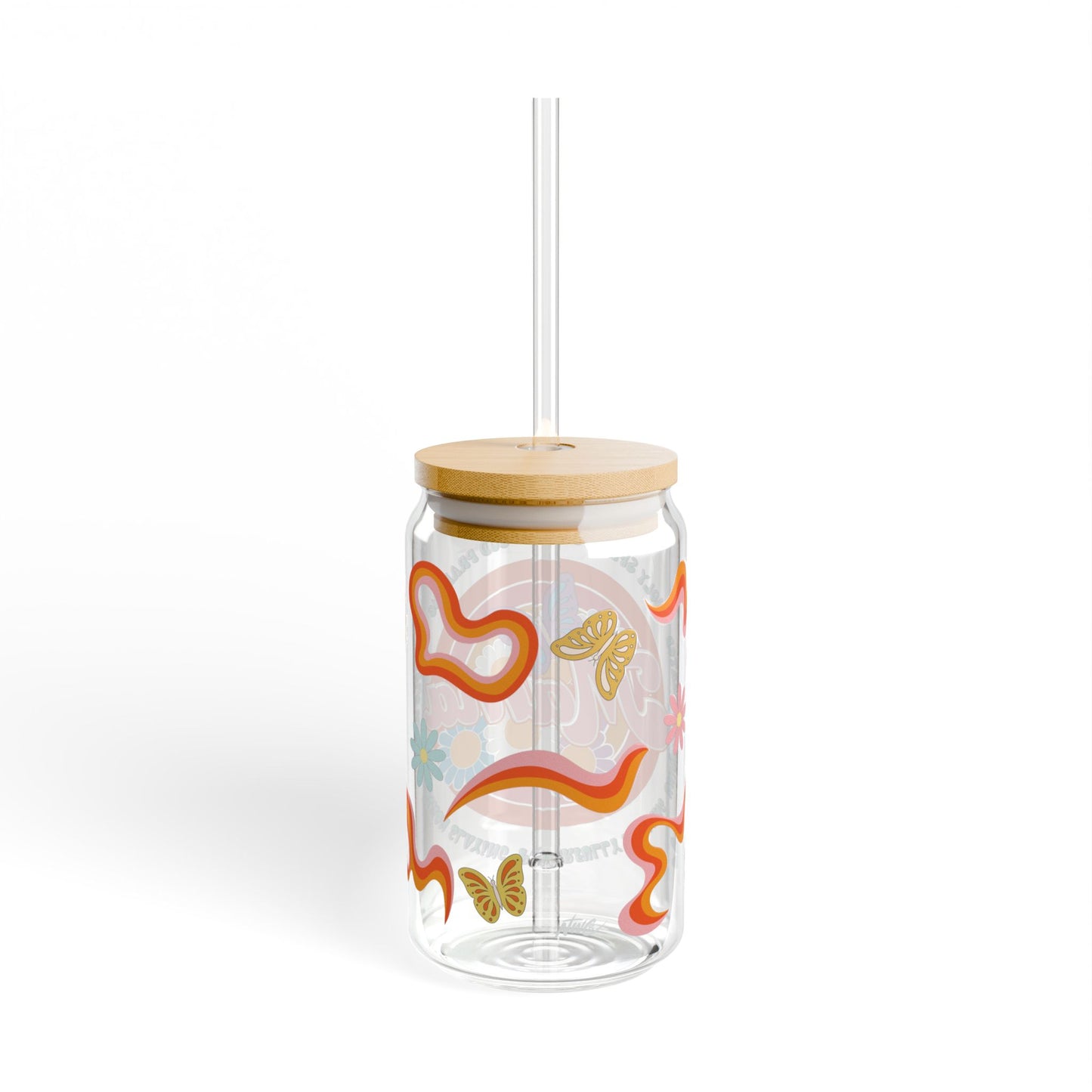 Holy Spirit Filled Mama - Retro Flower Glass Tumbler 16oz