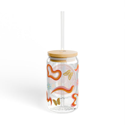 Holy Spirit Filled Mama - Retro Flower Glass Tumbler 16oz