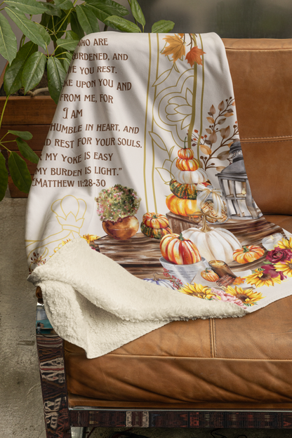 I Will Give You Rest - Matthew 11:28-30 Fall Sherpa Blanket