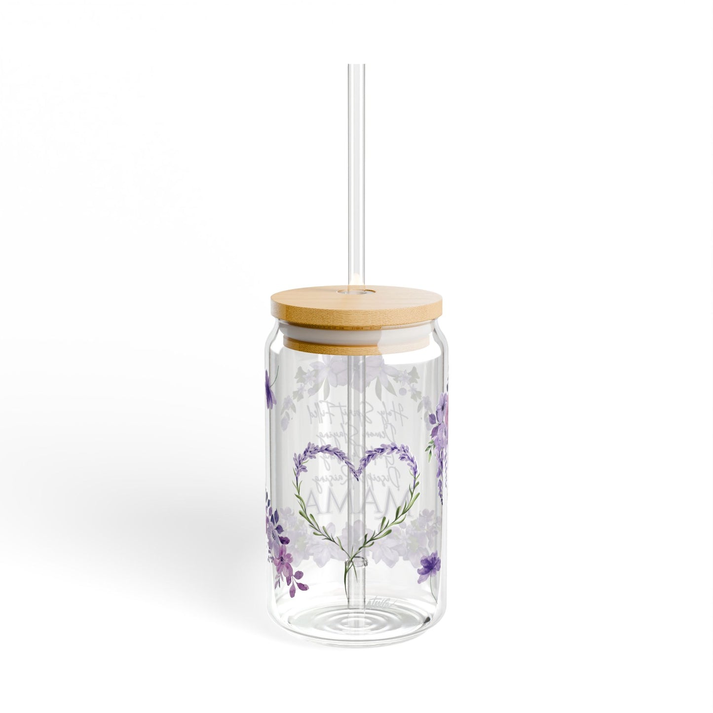 Holy Spirit Filled Mama - Purple Flower Glass Tumbler 16oz