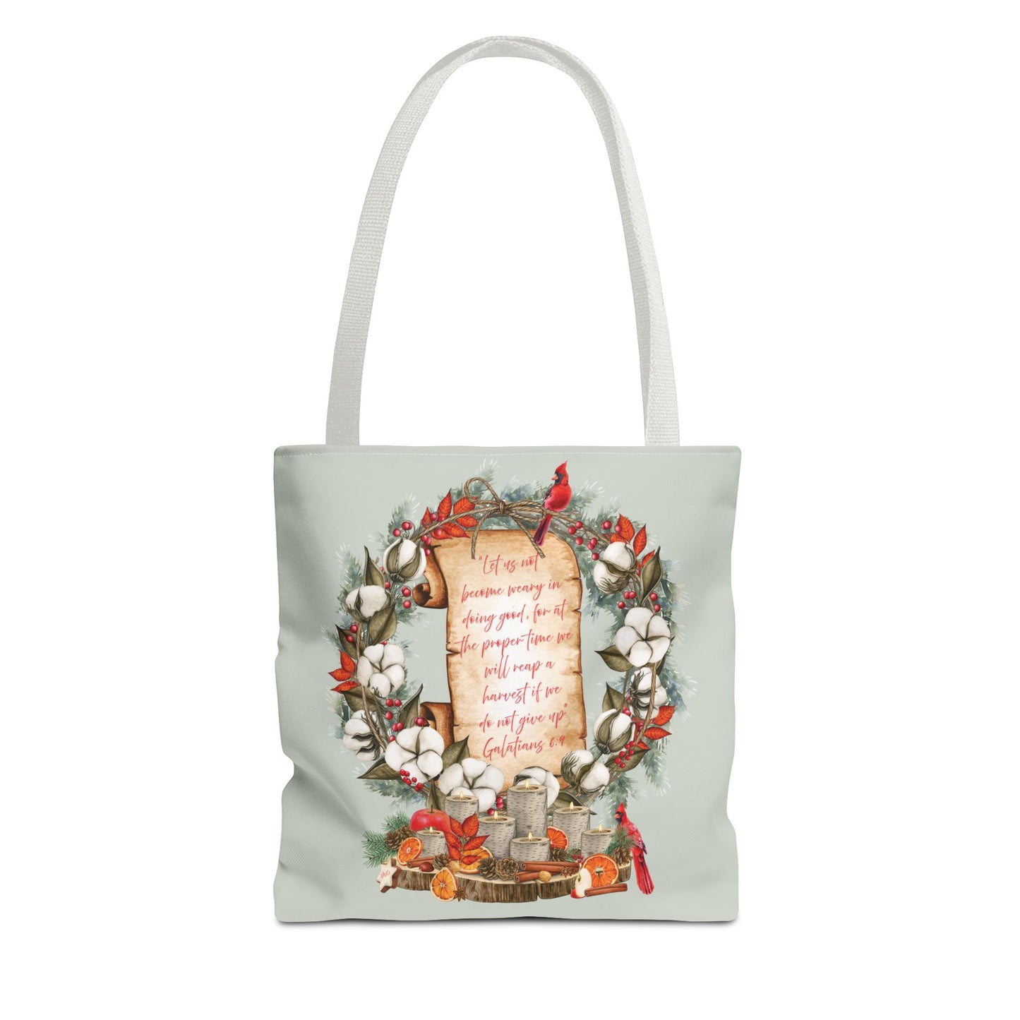 Winter Harvest Galatians 6:9 Tote Bag