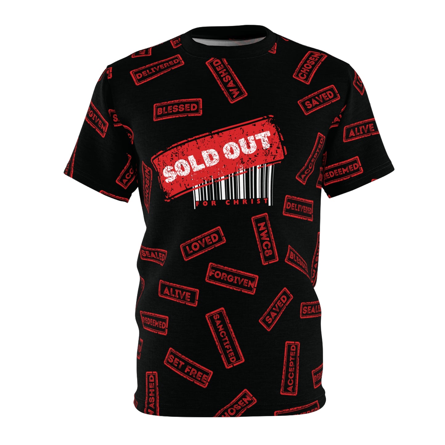Sold Out for Jesus - All Over Print Faith Tee (Black/Red)