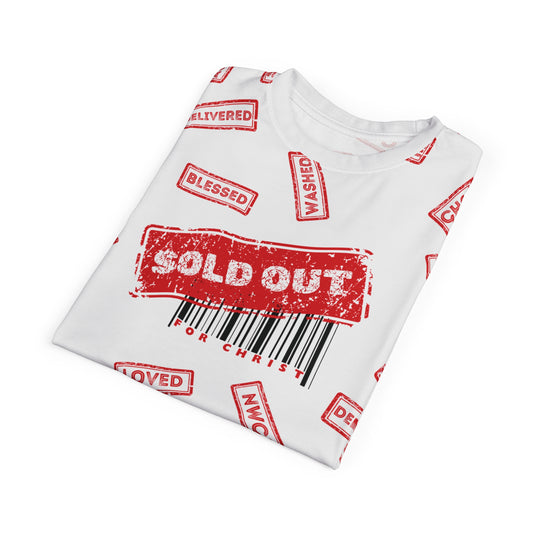 Sold Out for Jesus - All Over Print Faith Tee (White/Red)