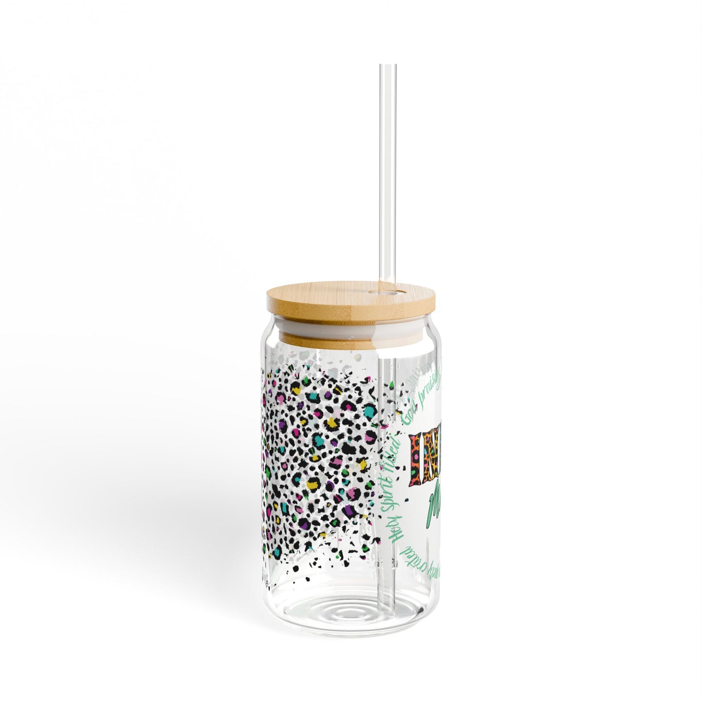 Holy Spirit Filled Mama - Inked Cheetah Print Glass Tumbler 16oz