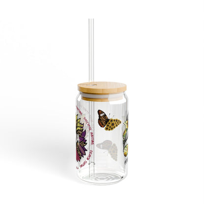 Holy Spirit Filled Mama - Sunflower Butterfly Glass Tumbler 16oz