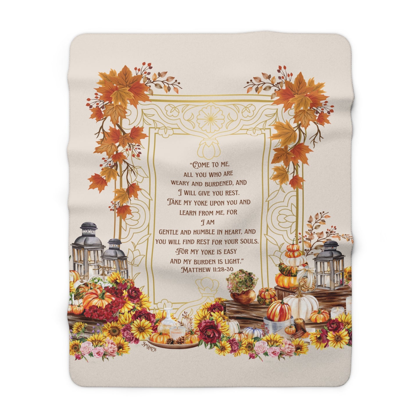 I Will Give You Rest - Matthew 11:28-30 Fall Sherpa Blanket