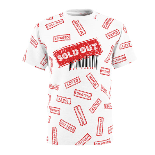 Sold Out for Jesus - All Over Print Faith Tee (White/Red)