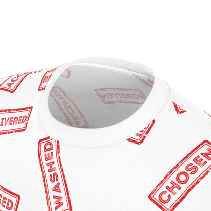 Sold Out for Jesus - All Over Print Faith Tee (White/Red)