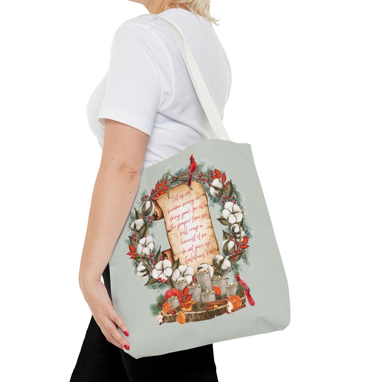 Winter Harvest Galatians 6:9 Tote Bag