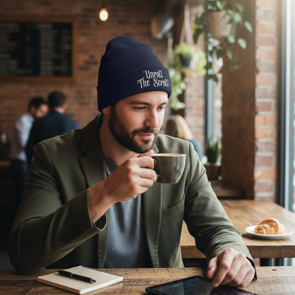 Man Mid-30s Navy Beanie
