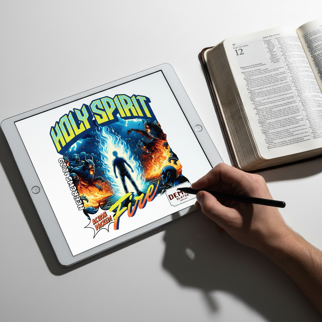 Tablet with Holy Spirit Fire Design