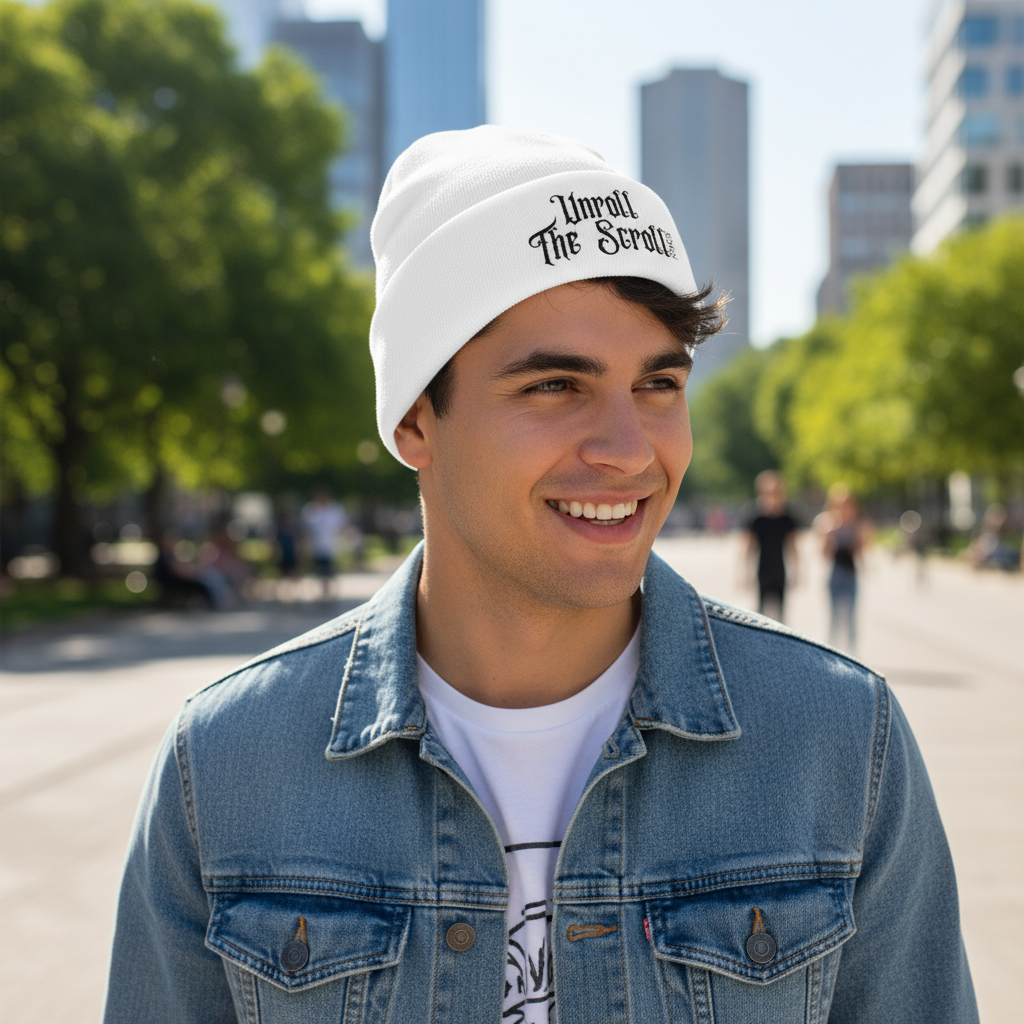 Young Man White Beanie
